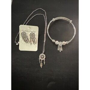 Silver TonePlated Dreamcatcher Jewlery Set Bracelet, Necklace, Earrings~New